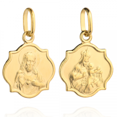 Złoty medalik Szkaplerz z Matką Boską i Jezusem próby 585